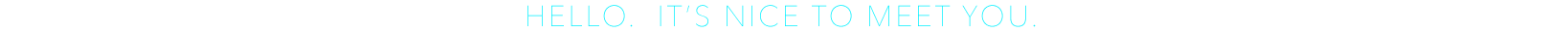 Hello.  It's Nice To Meet You.